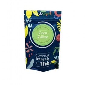 Thé Vert Coco Câline – Comptoir Français du Thé – Mélange Exotique Ananas & Noix de Coco en Vrac 80g – Infusion Douce et Suav