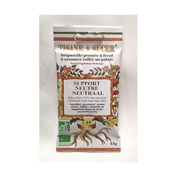 Bio Pastilles Tisane à Sucer Support Neutre pour Huiles Essentielles Bio - 15g - 25 pastilles