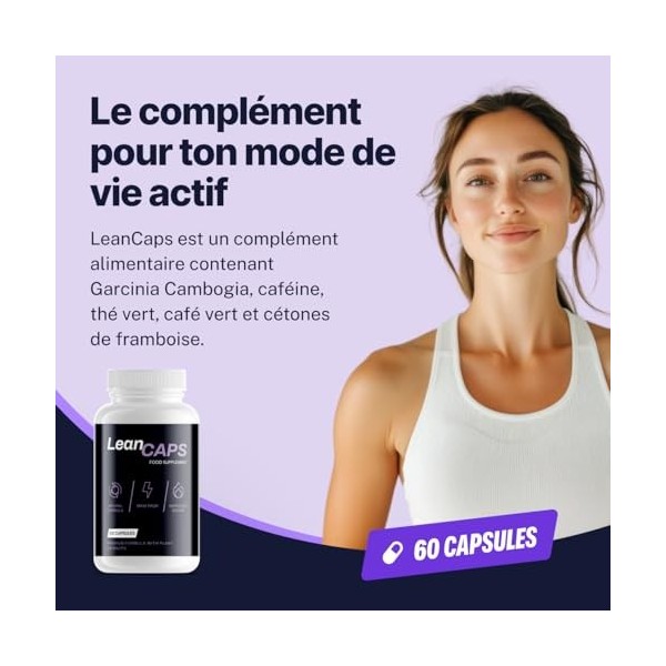 LeanCaps Premium: Extrait végétal Capsules de Framboise et Thé Vert 60 Capsules Complément alimentaire