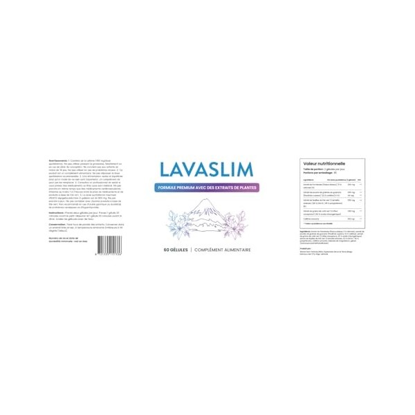 Lavaslim, Complément alimentaire naturel à base de cétone de framboise et de thé vert, 450 mg