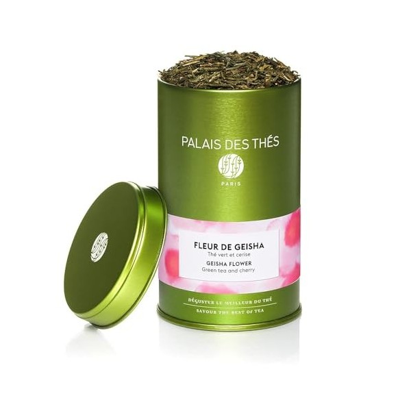 Palais des Thés, FLEUR DE GEISHA, Thé Vert Parfumé, Mélange Floral et Fruité, Parfum Doux et Gourmand, Boite Métal 100g