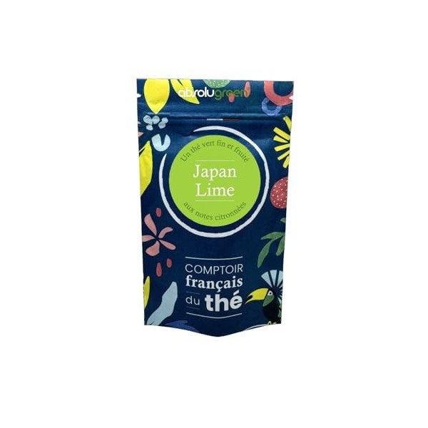 Thé Vert Japan Lime – Comptoir Français du Thé – Infusion Fraîche et Désaltérante en Vrac 80g – Saveur Citronnée & Végétale, 