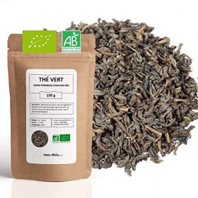 Thé Vert bio China Premium Chun Mee - 100g 40 tasses - Thé en vrac 100% agriculture biologique - Mes-Thés