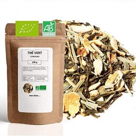 Thé Vert bio Citron - 100g 40 tasses - Thé en vrac 100% agriculture biologique - Mes-Thés Thé vert