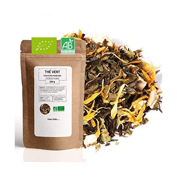 Thé Vert bio Citron - 100g 40 tasses - Thé en vrac 100% agriculture biologique - Mes-Thés Thé vert