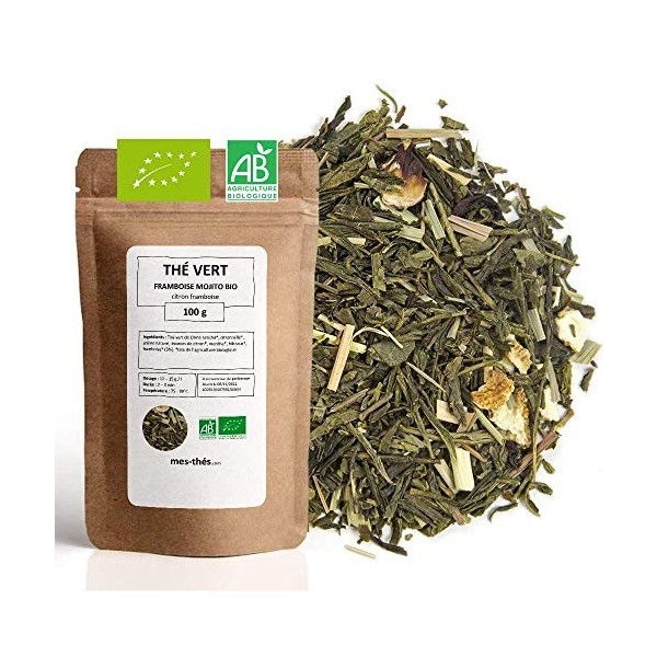 Thé Vert bio Citron - 100g 40 tasses - Thé en vrac 100% agriculture biologique - Mes-Thés Thé vert