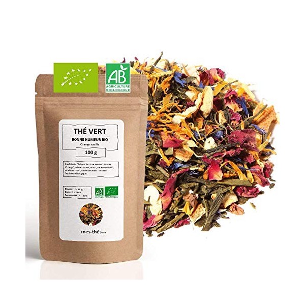 Thé Vert bio Citron - 100g 40 tasses - Thé en vrac 100% agriculture biologique - Mes-Thés Thé vert