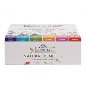 Ahmad Tea Natural Benefit Lot de 60 sachets de thé fonctionnels | Thés verts, infusions de fruits et de plantes | Cadeau parf