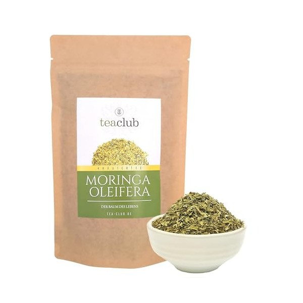 Moringa Thé en vrac 100 g, feuilles de Moringa Oleifera coupe fine, thé à base de plantes TeaClub