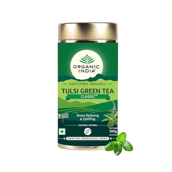 Tulsi Thé vert en vrac 100 g lot de 2 