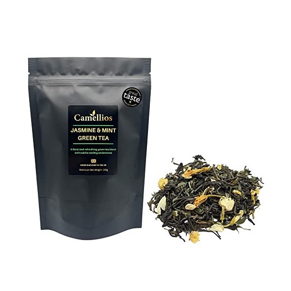 Thé Vert Au Jasmin Et A La Menthe, Thé Vert En Feuilles, Camellios 200g Thé vert