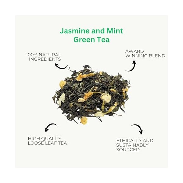 Thé Vert Au Jasmin Et A La Menthe, Thé Vert En Feuilles, Camellios 200g Thé vert