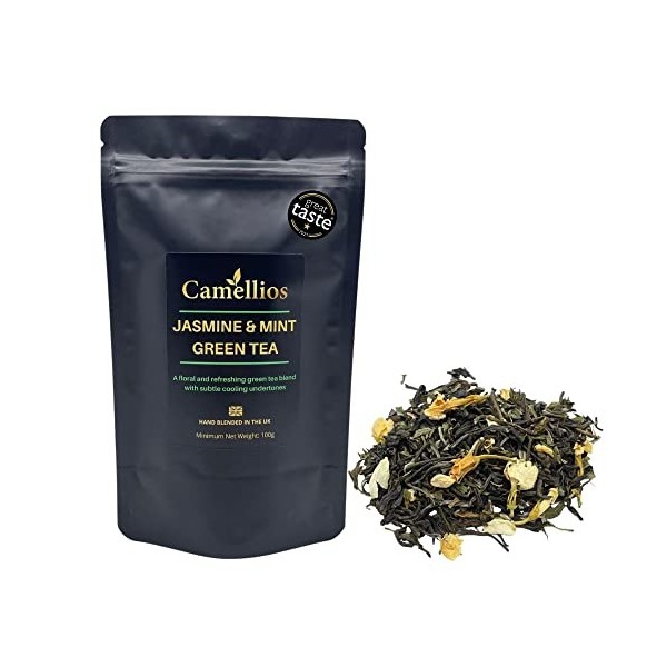Thé Vert Au Jasmin Et A La Menthe, Thé Vert En Feuilles, Camellios 200g Thé vert