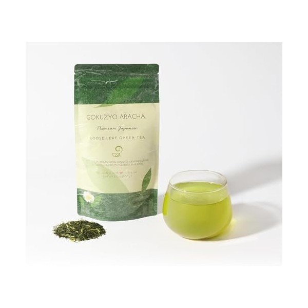 Japanese Green Tea Co Gokuzyo Aracha Thé en vrac – Thé vert japonais brut de la plus haute qualité – Thé Sencha à la vapeur p