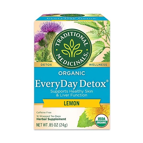 Organic EveryDay Detox Tea Lemon, 16 bags Pack of 3 by Traditional Medicinals