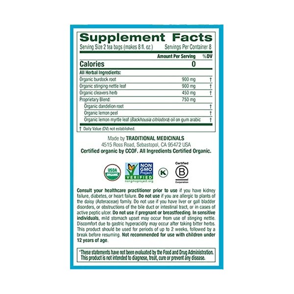 Organic EveryDay Detox Tea Lemon, 16 bags Pack of 3 by Traditional Medicinals