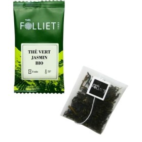 CAFÉS FOLLIET - Thé Vert Bio - Jasmin - Tonifiant & Reboostant - Sachets dorigine végétale - 24 Sachets