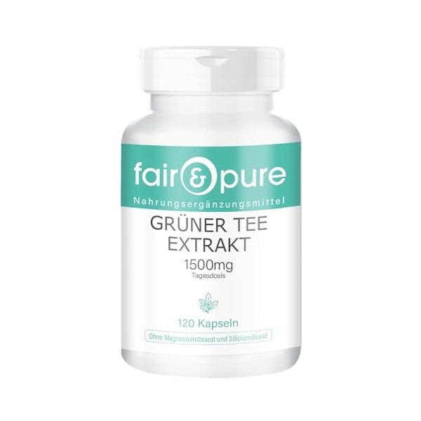 Fair & Pure® - Extrait de thé vert 1500 mg - 120 gélules - Polyphénols + catéchines + EGCG - végétalien