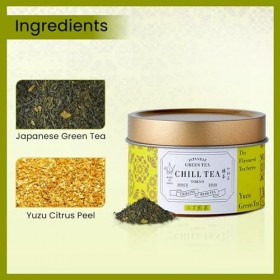 Thé vert au Yuzu de CHILL TEA Tokyo - Thé vert en feuilles 100 % japonais aux agrumes japonais - Riche en vitamines C et anti
