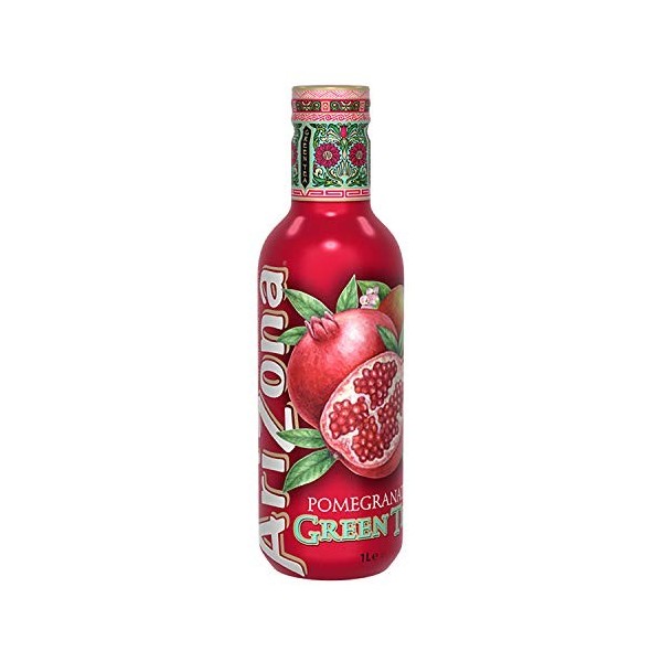 AriZona - Thé Vert Goût Grenade - Nouvelle Formule Réduite en Sucre - Saveur et Bien-Être - Emballage Design - Pack de 6 Bout
