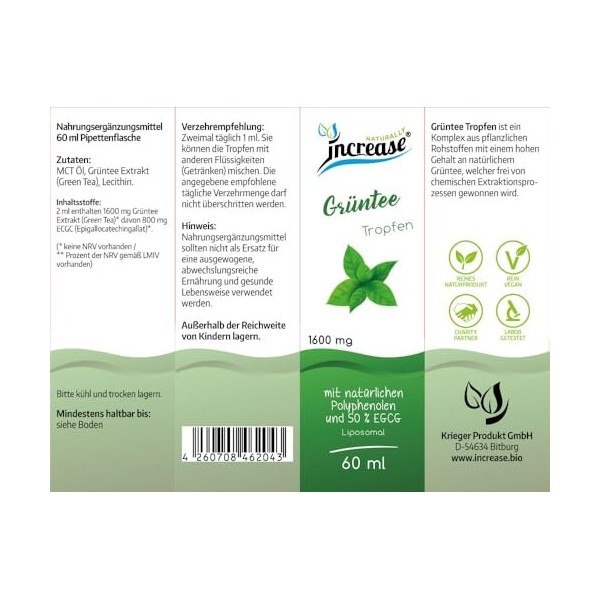 Thé vert liposomal / gouttes de thé vert hautement dosé – 48 000 mg par paquet 1600 mg de thé vert par dose quotidienne don