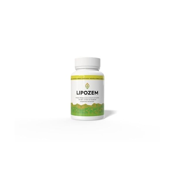 Lipozem Formule Premium aux Plantes 450 mg – 60 Gélules Végétales – Fabriqué dans l’UE – Avec Extrait de Framboise, Guarana, 
