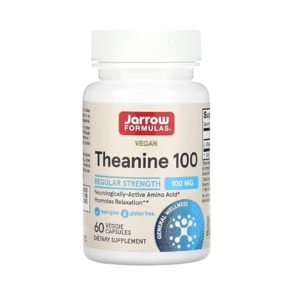 Jarrow Formulas - Théanine 100mg | Relaxation et soulagement du stress - 60 gélules végétariennes