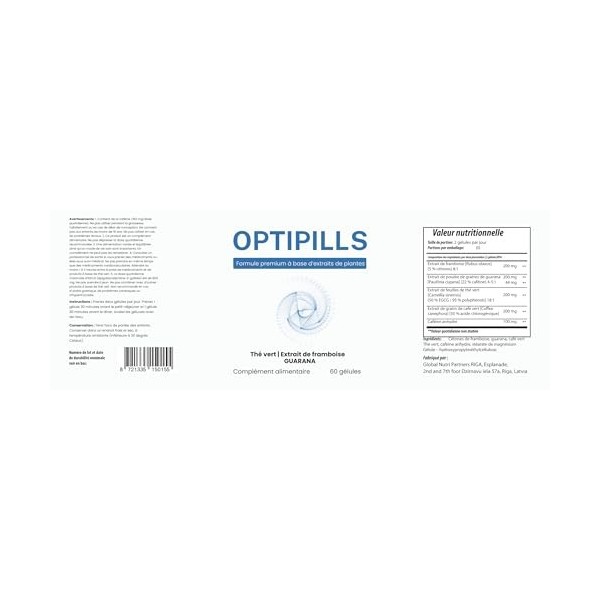 Optipills – Formule végétale à dosage élevé 450 mg avec extraits naturels de plantes – 60 capsules