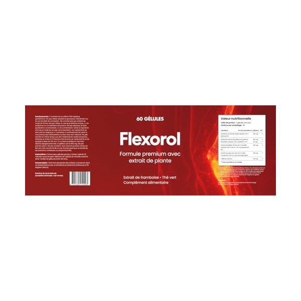 Flexorol | Formule végétale – Extraits de café vert, framboise & thé vert – 60 gélules – 450 mg – Complément naturel