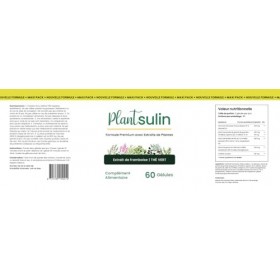 Plantsulin – Gélules à base d’extraits végétaux : framboise & thé vert, complément alimentaire, 60 gélules