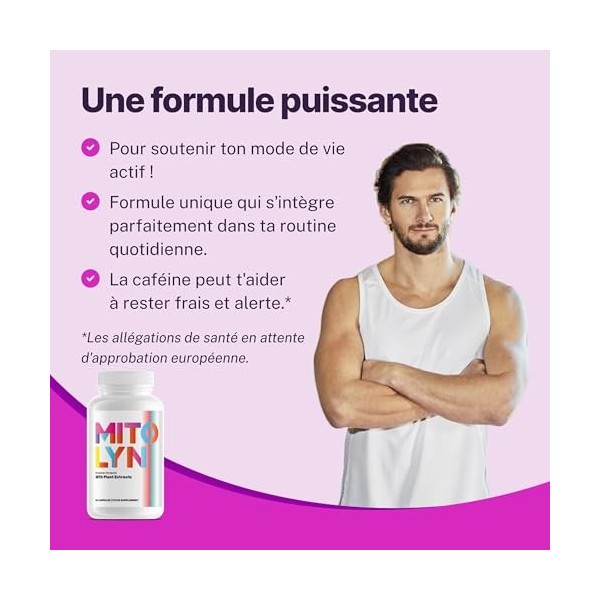Mitolyn – Complément alimentaire – Framboise, Thé vert & Caféine naturelle – 60 gélules – 450 mg – Formule végétale