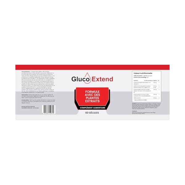 Gluco Extend : Complément alimentaire – Framboise & Thé vert – 60 gélules – 450 mg – Formule végétale