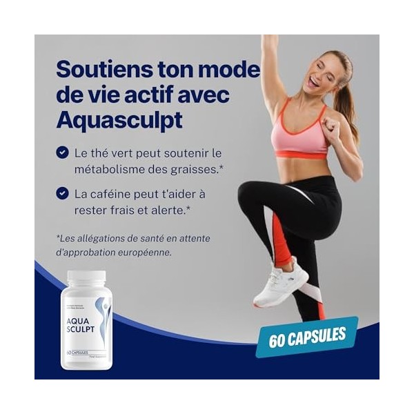 Aquasculpt : Complément alimentaire naturel | framboise & Thé vert – 60 gélules – 450 mg – Formule végétale