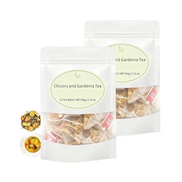 Chicory and Gardenia Tea, Chicory and Gardenia Honeysuckle Liquorice Herbal Tea, Natural Sugar-Free Blend. 2Pack Thé vert