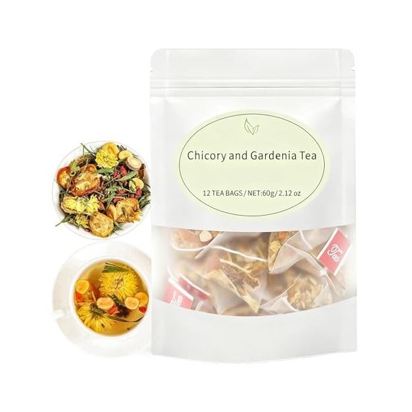 Chicory and Gardenia Tea, Chicory and Gardenia Honeysuckle Liquorice Herbal Tea, Natural Sugar-Free Blend. 2Pack Thé vert