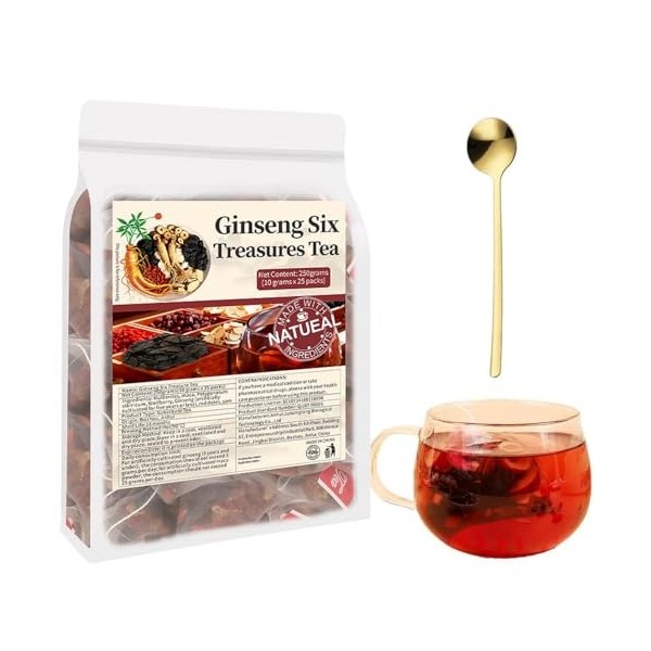 Ginseng Six Treasure Tea, Ginseng & Mulberry Herbal Tea, Kidney Teas Formula for Men and Women