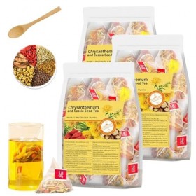 30 Bags Chicory and Gardenia Tea, Chrysanthemum and Cassia Seed Tea, Supports Kidney & Liver Health, 8 Ingredients Including ...