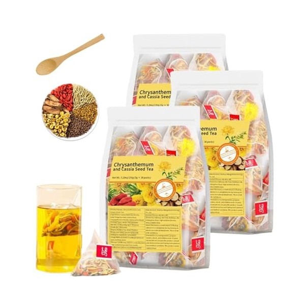 30 Bags Chicory and Gardenia Tea, Chrysanthemum and Cassia Seed Tea, Supports Kidney & Liver Health, 8 Ingredients Including ...