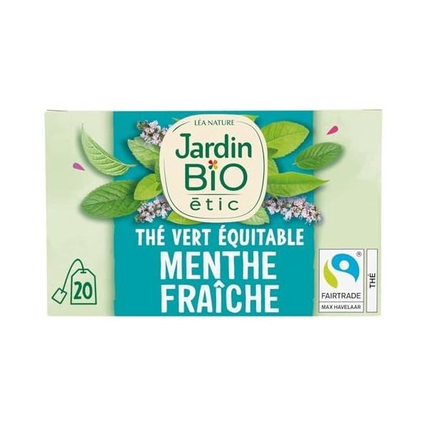JARDIN BIO ETIC – Infusion Bien-Être Menthe Bio, Saveur Fraîche et Naturelle 20 Sachets - Le Lot De 4