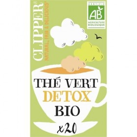 CLIPPER – Thé Vert Bio Detox aux Saveurs Rafraîchissantes, Boîte Pratique de 20 Sachets 40g - Le Lot De 4