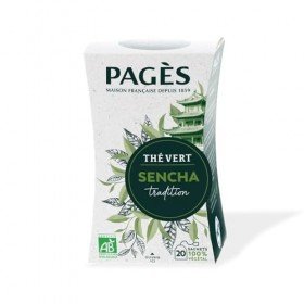 PAGES – Thé Vert Sencha Bio aux Notes Fraîches et Légères, Infusion Pure et Naturelle 20 Sachets - Le Lot De 4