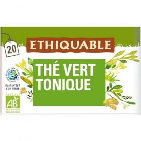 ETHIQUABLE – Thé Vert Revigorant Bio de Ceylan, Saveur Fraîche et Tonique 20 Sachets - Le Lot De 4