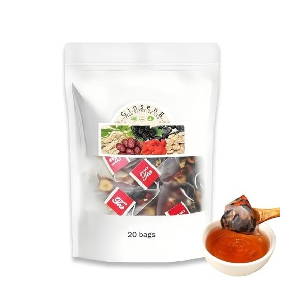 Yaepoip Kidney Tea Formula Ginseng Five Treasure Tea Combination Wolfberry Tea Chinese Formula Teas for Men and Women 1Box T...