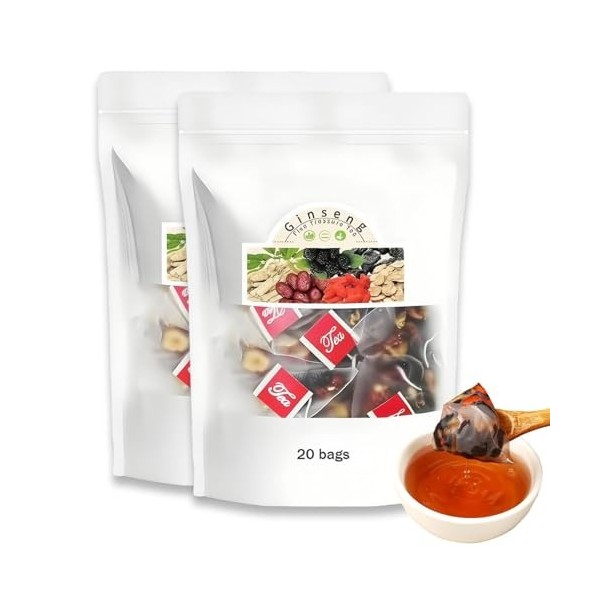 Yaepoip Kidney Tea Formula Ginseng Five Treasure Tea Combination Wolfberry Tea Chinese Formula Teas for Men and Women 1Box T...