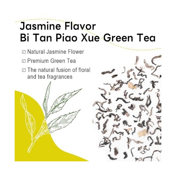 LWXLJMJZC-Thé Vert Premium aux Fleurs de Jasmin Bi Tan Piao Xue en Feuilles Lâches |100g Idéal pour une dégustation chaude ou