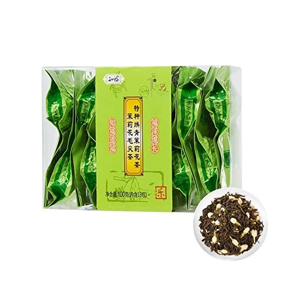 Thé au Jasmin parfumé en Forme de Fleur Complète, Naturel et Rustique, 100g, 24 Mois de, thé Chinois en Feuilles Mobiles