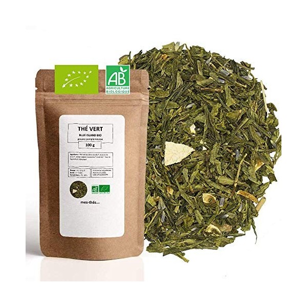 Thé Vert bio Mangue - 100g 40 tasses - Thé en vrac 100% agriculture biologique - Mes-Thés Thé vert