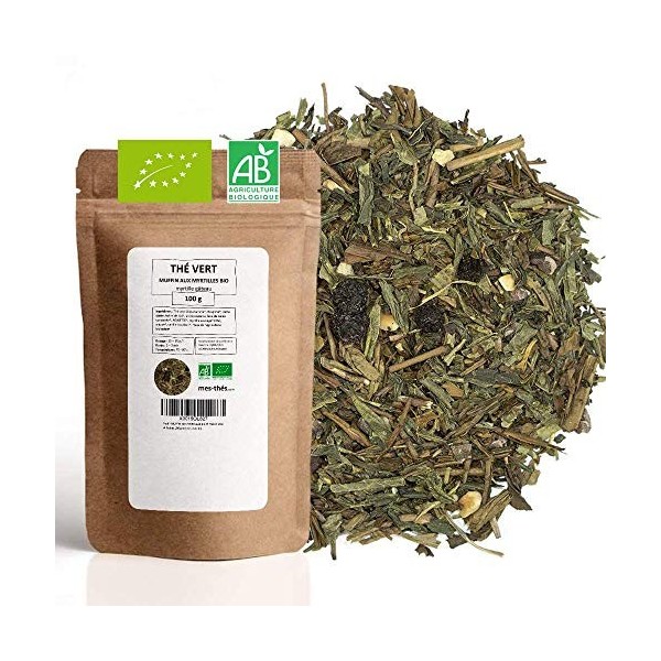 Thé Vert bio Pomme Banane Crêpes BIO - 100g 40 tasses - Thé en vrac 100% agriculture biologique - Mes-Thés Thé vert