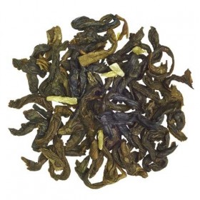 Thé vert litchi coco bio par Thés de La pagode⎢Mélange thé vert chun mee au litchi et à la noix de coco - Sachet vrac 100 gra