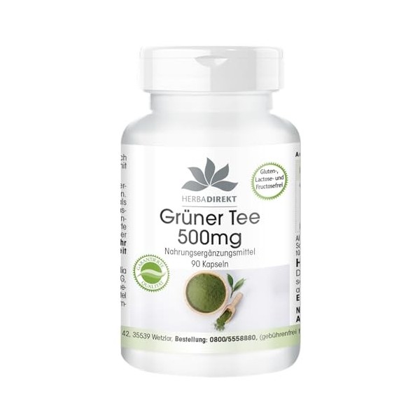 Extrait de thé vert - 90 gélules - 1500mg par dose journalière - EGCG - Camellia sinensis - 50% de polyphénols - végétalien |